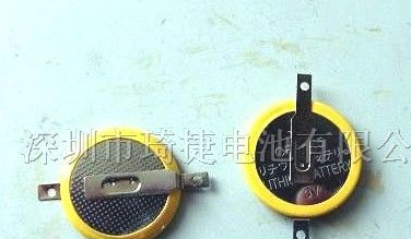 供应带脚纽扣电池CR2025插脚电池厂