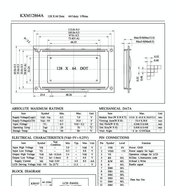 图形点阵液晶显示模屏12864LCD液晶模块