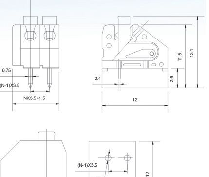 免螺丝接线端子，250端子，PCB线路板接线端子