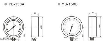 YB-150A、YB-150B精密压力表