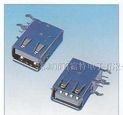供应USB接口/USB母座，USB-A4P侧立插板母头