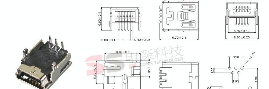 MINI USB 5P母DIP USB连接器 连接