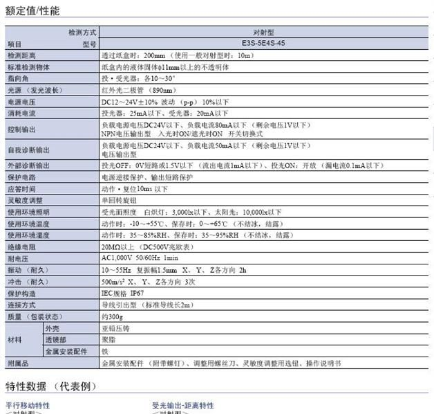 纸盒内部检测传感器E3S-5E4S-45