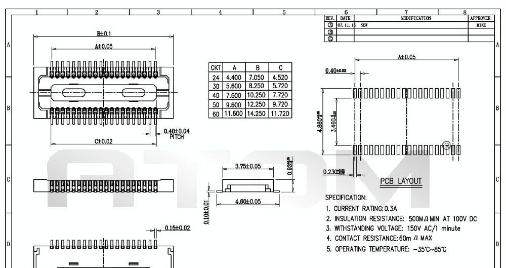 供应 BTB 0.4 2XP H0.9板对板连接器