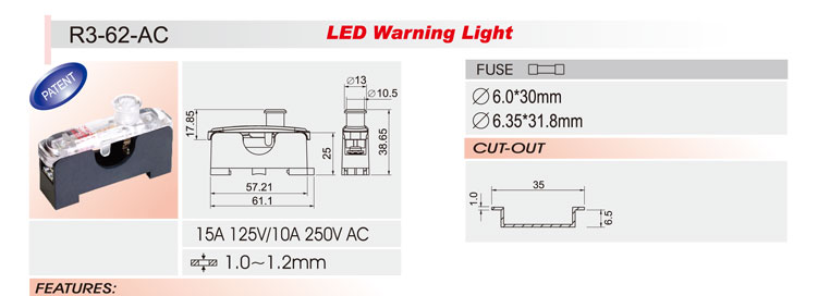 供应SCI R3-62(6.0*30mm)15A125V 保险丝座