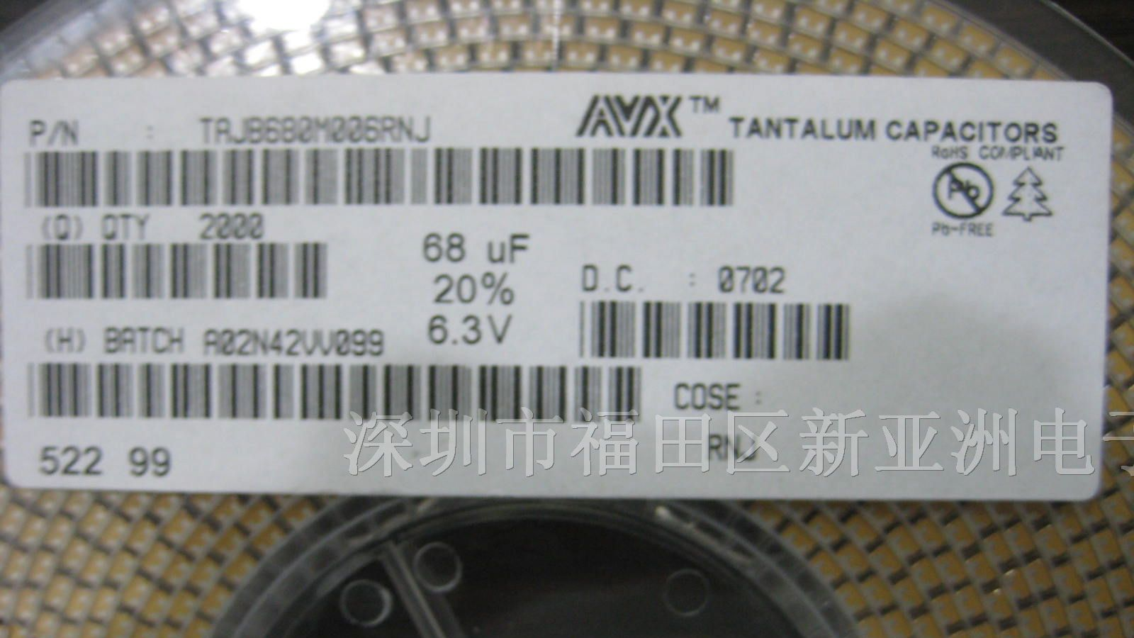 供应贴片钽电容TAJB686M006RNJ原装AVX