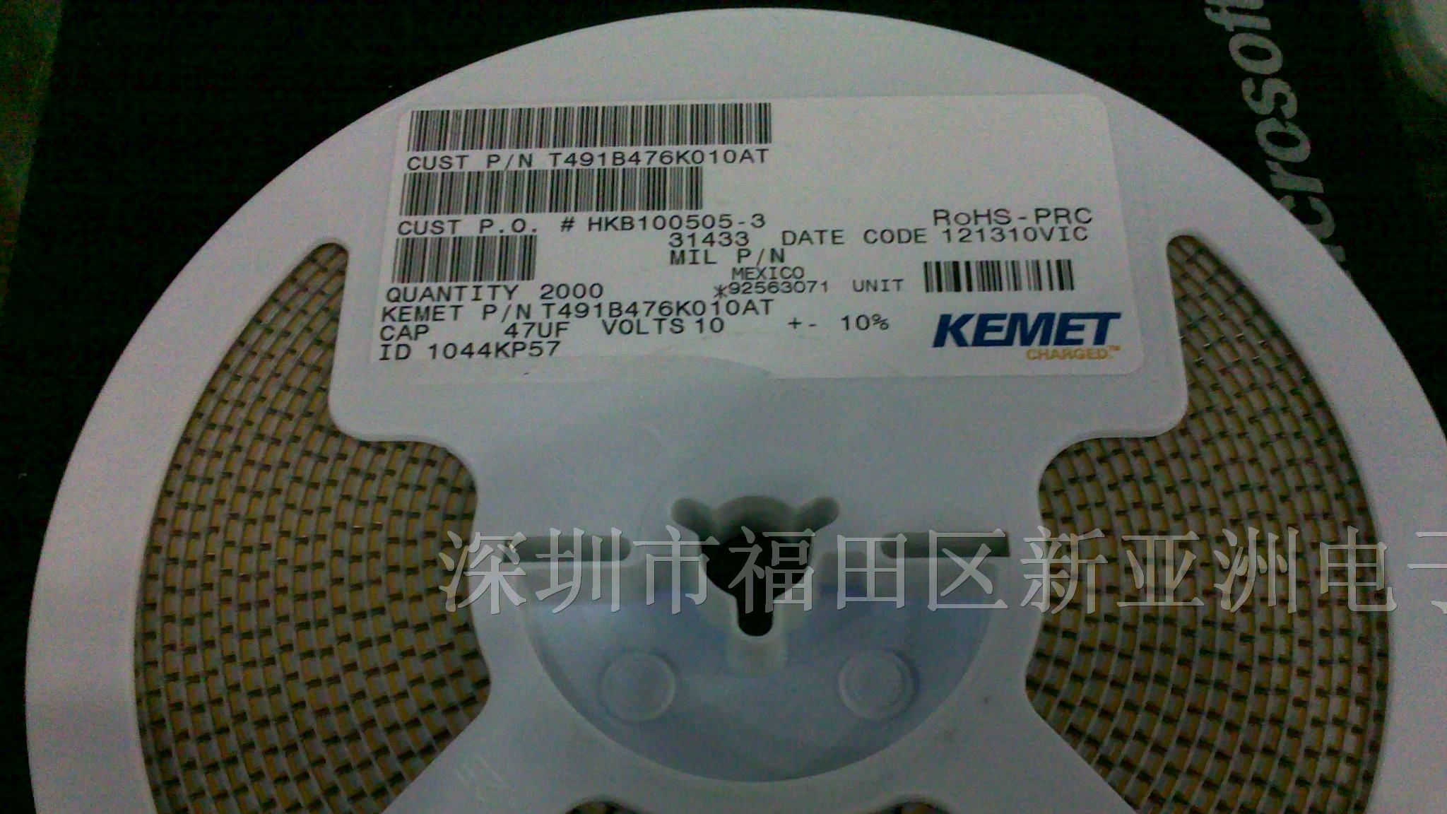 供应贴片钽电容T491B476K010AT原装KEMET
