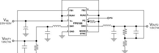 代理FP6166 1.5MHz的，1A同步降压稳压器IC