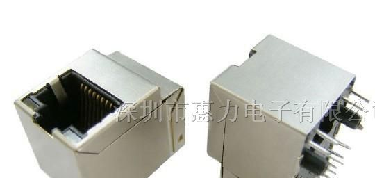 供应1x1 180°千兆滤波器RJ45连接器