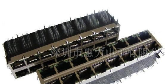 供应2x8百兆滤波器RJ45插座(双绿LED 竖排脚)