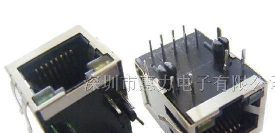 供应1x1百兆滤波器RJ45插座(错位LED 带弹片)