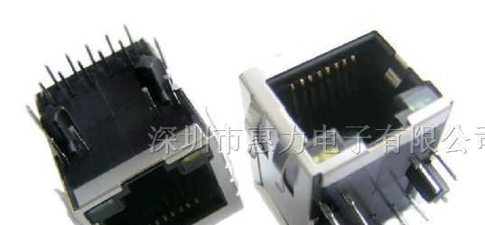 供应1X1千兆滤波器RJ45连接器（左黄右绿LED 带弹片）