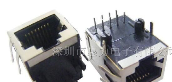 供应1x1百兆变压器RJ45连接器（无灯 带弹片）