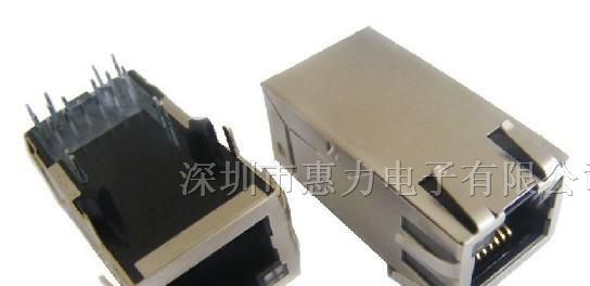 供应RJ45变压器插座1.3英寸 PoE功能千兆带灯