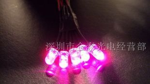 供应 粉色LED 带线汽车用灯 LED灯珠 LED发光管