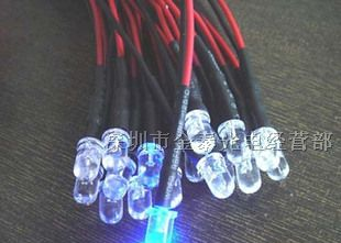 供应 蓝色LED带线汽车用灯 LED灯珠 LED发光管