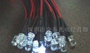 供应3mm 白色LED带线汽车用灯 LED灯珠 LED发光管