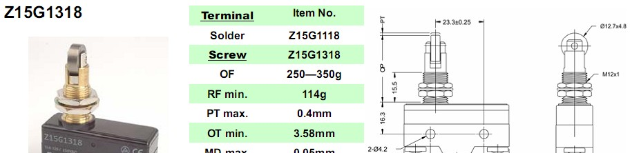原装HIGHLY全系列产品微动开关Z15G1318