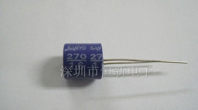 进口直插固态电解电容 16V270UF  SANYO