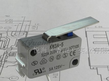 多国认证微动开关特殊端子KW3AT-5Z3B-L150A-B