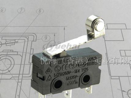 5A250VAC 带滚轮微动开关 UL VDE EK韩国认证