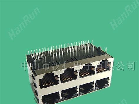 HanRun/汉仁 双排多口内置网络变压器插座(横排针脚)