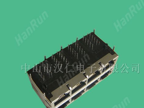 汉仁/HanRun 双排多口内置网络变压器插座（竖排针脚）