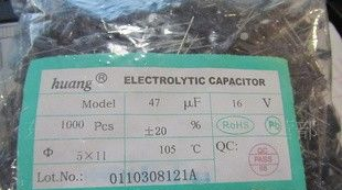 现货批发直插铝电解电容16V 47UF
