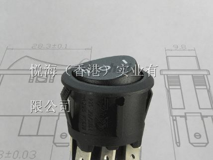 圆形双刀双制开关 船形开关 电源开关 ON-OFF-ON 六角