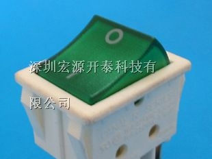 供应16A 白壳绿灯 32x25带灯船型开关