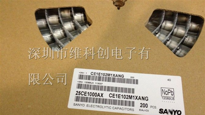 供应铝电解电容三洋 CE1E102M1XANG 1000UF/25V