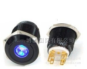 供应黑色金属开关.黑色环型灯中心灯金属按钮开关厂家