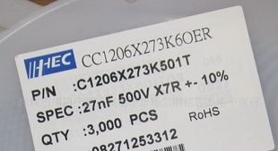 现货特价C1206X273K501T/27NF 500V X7R 10%