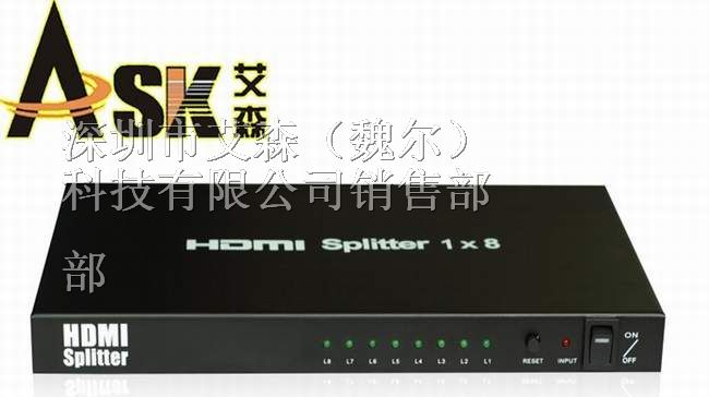 供应MINIHDMI分配器1分8 一进八出HDMI分配器厂家