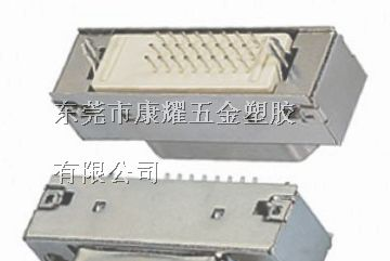 供应DVI 24+0 FEMALE 180度DIP 带屏蔽罩