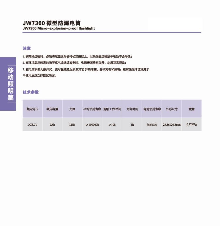 供应JW7300系列微防爆电筒  手电筒