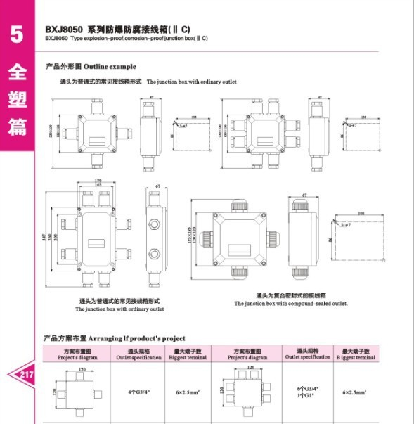 供应BXJ8050系列防爆防腐接线箱   接线箱