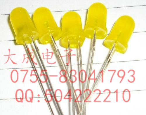 Φ5 F5 LED黄色 高亮 发光二极管 5MM 白发黄 草帽形