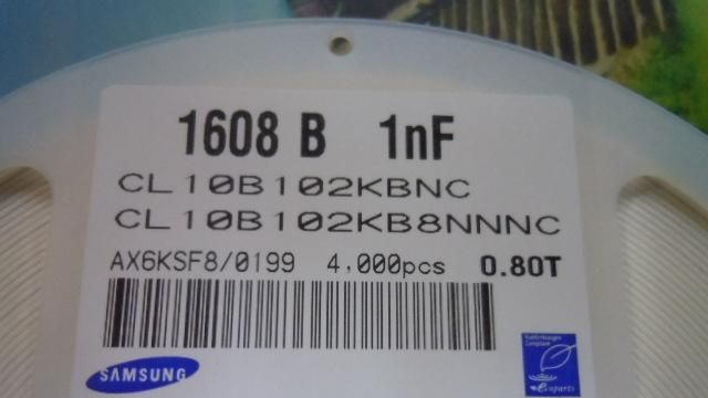 供应进口原装三星贴片电容CL10B102KB8NNNC 0603 1nf K档 50V