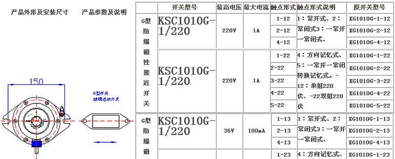 供应防爆磁性接近开关、KG1010G-1-12、KG1010G-2-12、KG1010G-3-12