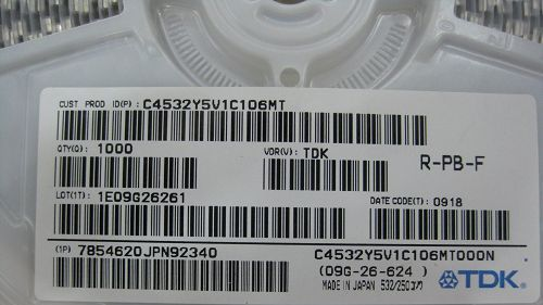 代理TDK电容1206 104K 100NF X7R 10% 50V 100V 250V 500V