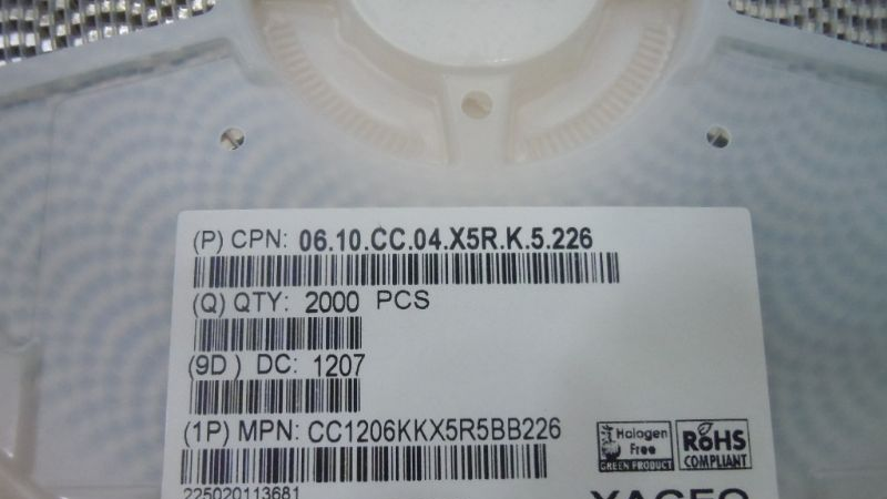 供应国巨贴片电容CC1206KKX5R5BB226 1206 226k 6.3v