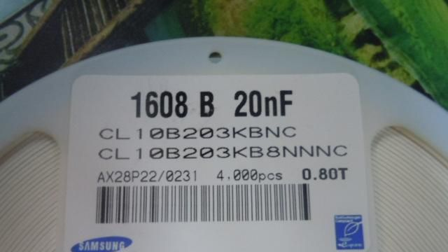 供应三星电容CL10B203KB8NNNC 0603 20nf 50V K
