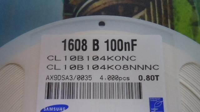 供应三星电容CL10B104KO8NNNC 0603 100nf 16V K