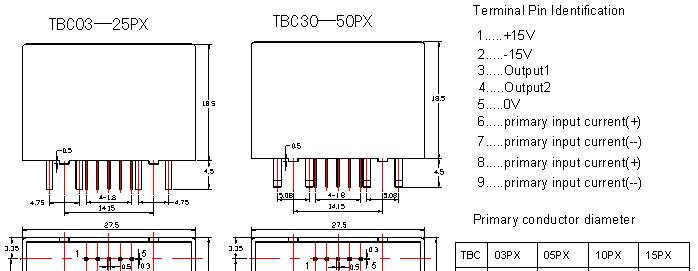 供应TBC25PX双环系列闭环霍尔电流传感器