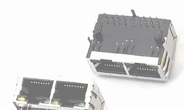 供应RJ45 1X2带滤波器+LED+弹片