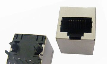 供应RJ45 1-1 180 度垂直 内置百兆变压器