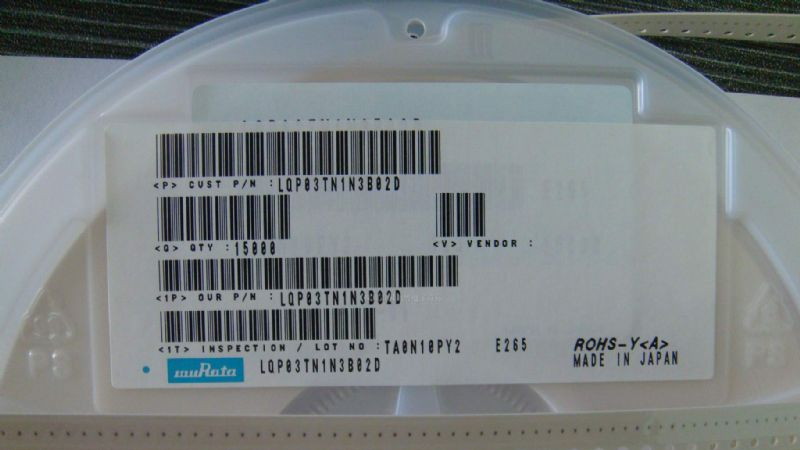 代理村田贴片薄膜电感LQG15MN1N2W02 0402 1.2NH 390mA ±0.05nH