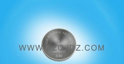 供应3.6V可充电锂离子纽扣电池 LIR2032电池
