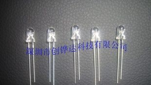 发光二极管LED5mm白发透明子弹头白灯偏黄